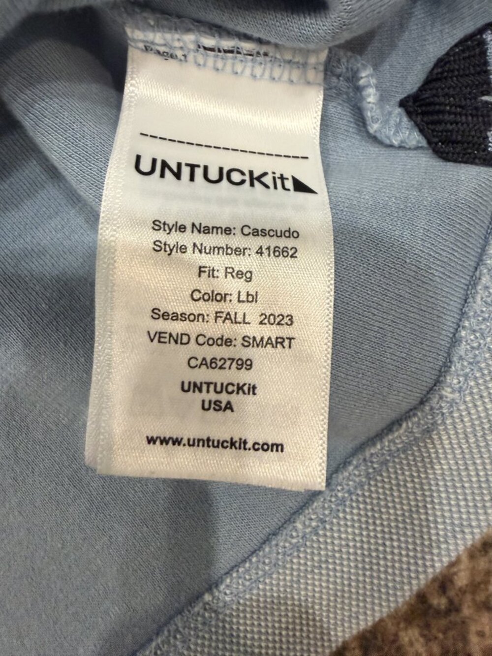 UNTUCKit Cascudo Cotton Pique Henley Light Blue Mens Medium 41662 - Picture 3 of 4